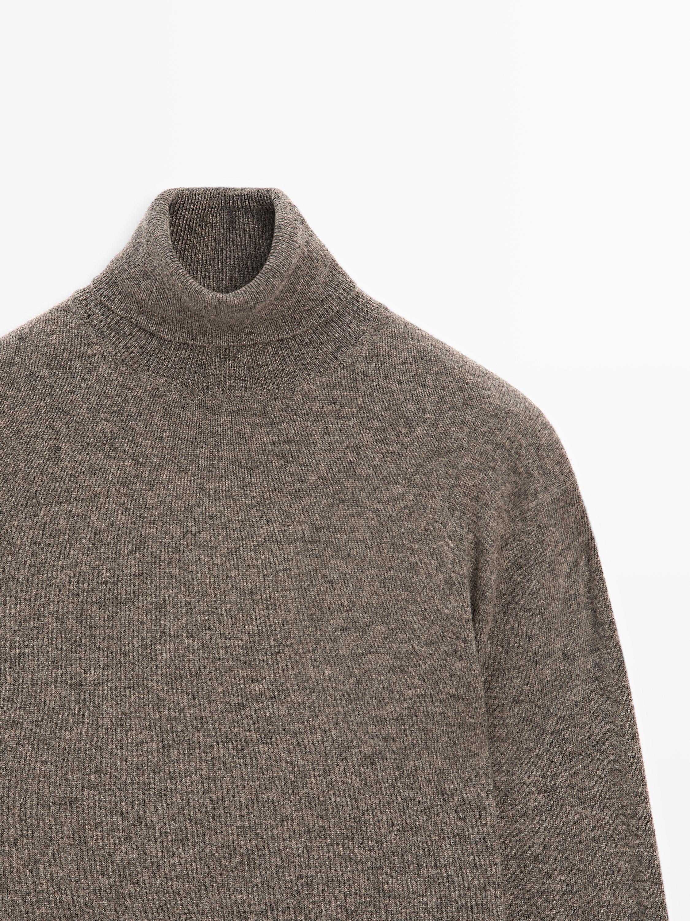 Pull à col roulé en laine mélangée